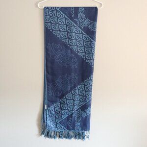 Pashmena Women's Two-Tone Blue Fringe Long Scarf Soft Wrap‎